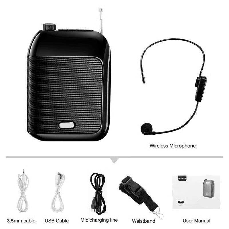 Wearable Bluetooth Voice Amplifier Headset Microphone Rechargeable