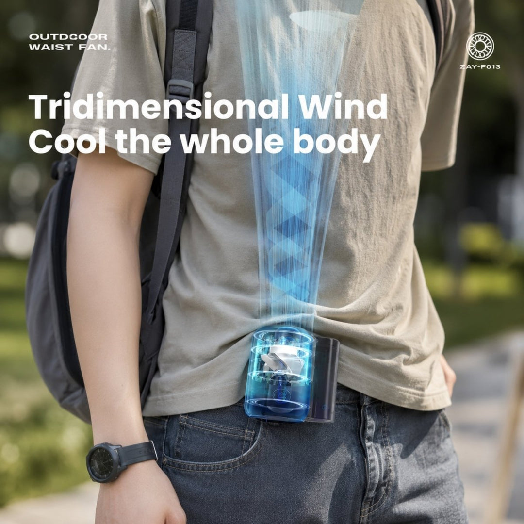 Wearable Waist Fan | Hands-Free Clip-On | 4500mAh Battery | Turbine Airflow | Portable