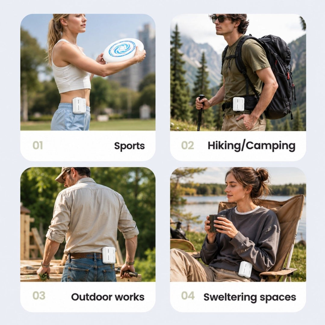 Wearable Waist Fan | Hands-Free Clip-On | 4500mAh Battery | Turbine Airflow | Portable