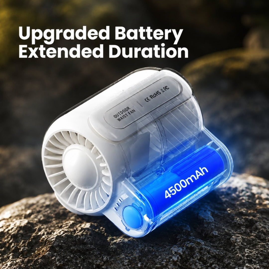 Wearable Waist Fan | Hands-Free Clip-On | 4500mAh Battery | Turbine Airflow | Portable