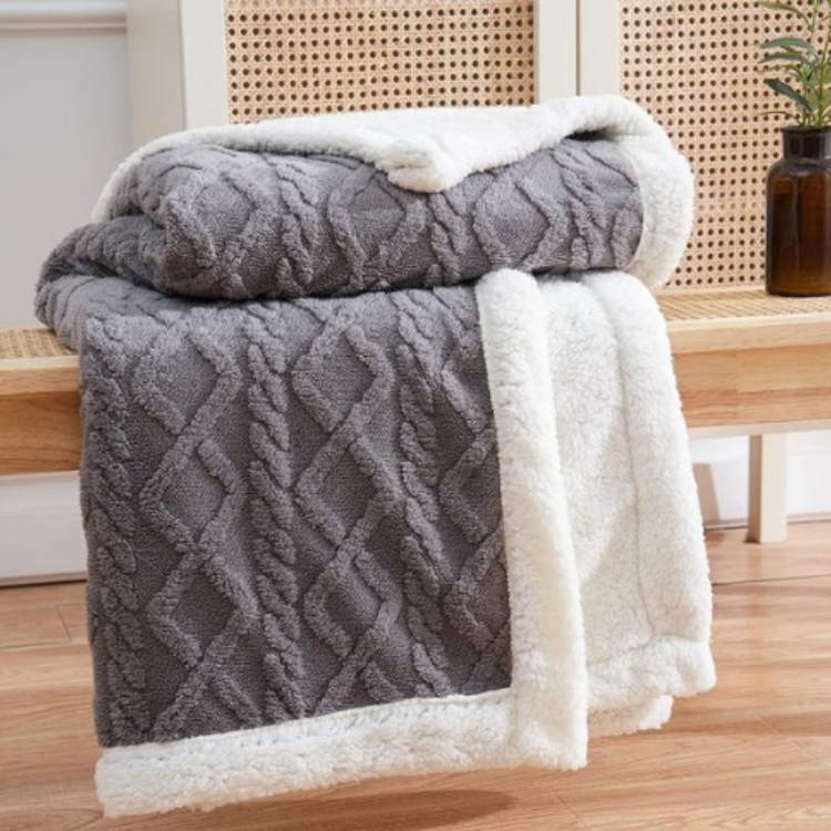 Weighted Blanket | Relief-Patterned Face, Deep Pile Reverse
