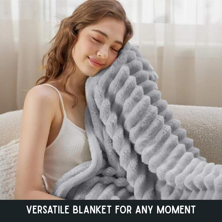 Weighted Blanket | Wide Ribbed Channels, Deep Plush Pile