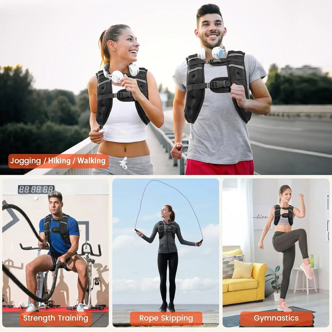 Weighted Vest Adjustable 8-12 lb | Iron Sand Fill, Reflective Stripes | Neoprene Training Vest for HIIT, Running, CrossFit