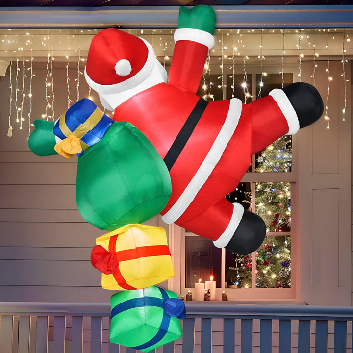 Climbing Santa Inflatable Christmas Decoration | LED Lights, Stakes, Ropes &amp; Sandbags Included | Outdoor Yard Decor 2