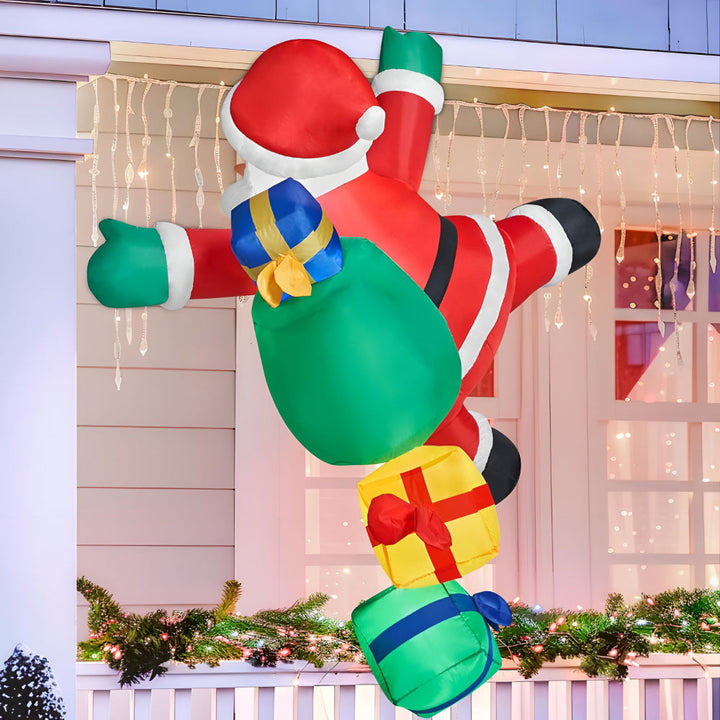 Climbing Santa Inflatable Christmas Decoration | LED Lights, Stakes, Ropes &amp; Sandbags Included | Outdoor Yard Decor 3