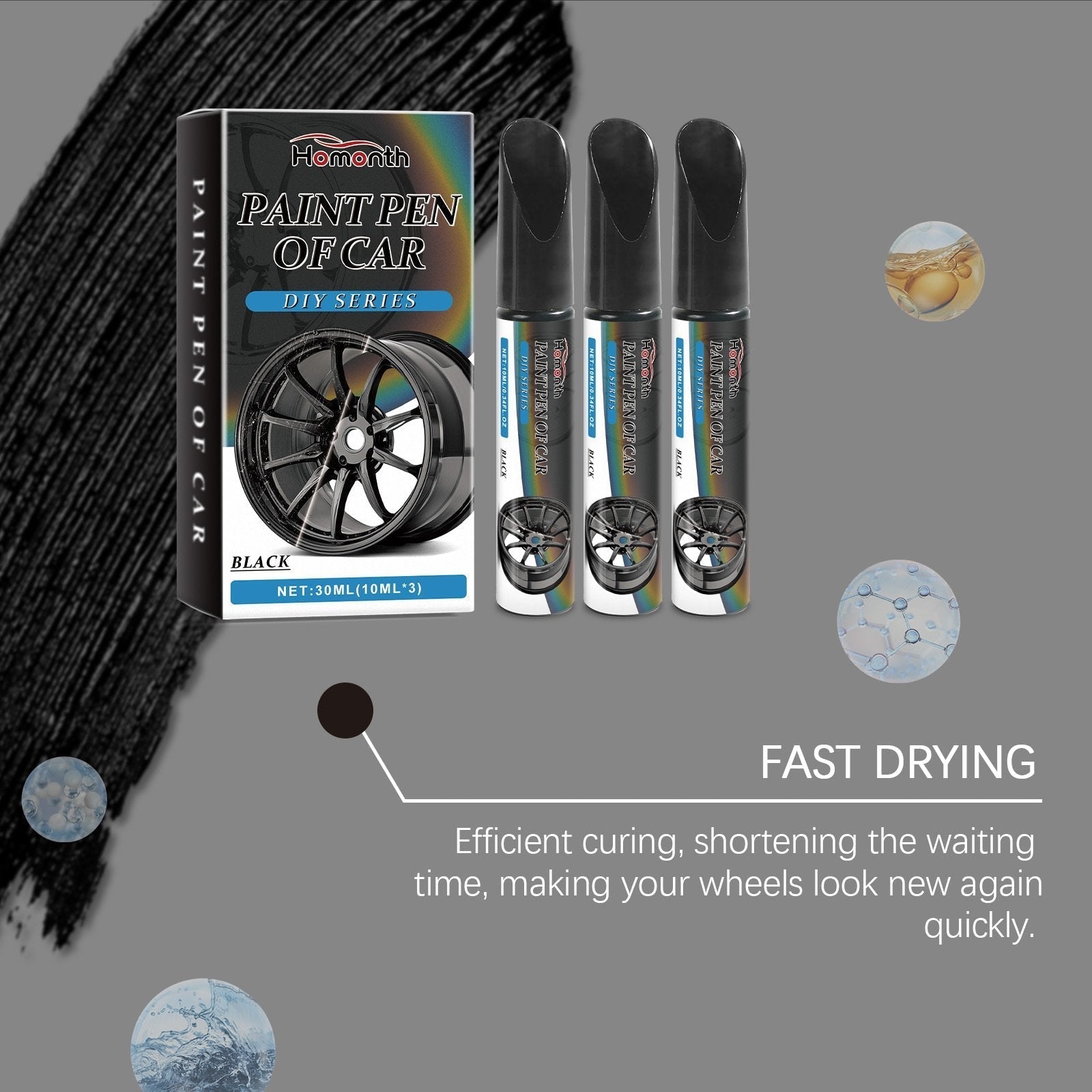 Wheel paint pen black ml 2