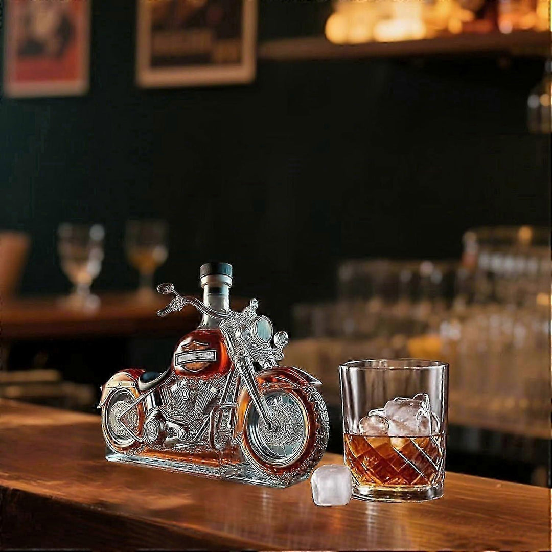 Whiskey Decanter Motorcycle Glass | Screw Cap, Flat Base