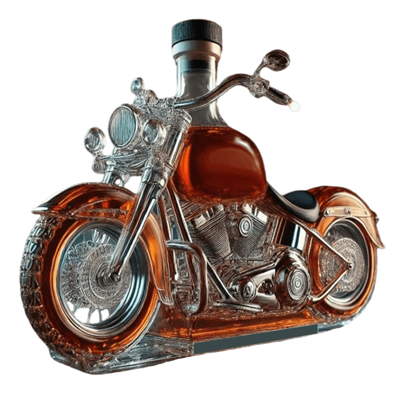 Whiskey Decanter Motorcycle Glass | Screw Cap, Flat Base