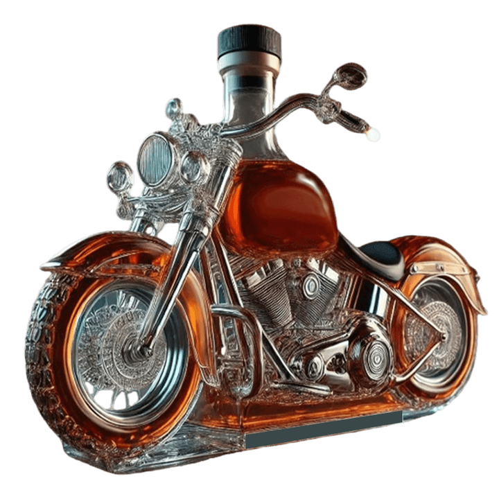 Whiskey Decanter Motorcycle Glass | Screw Cap, Flat Base