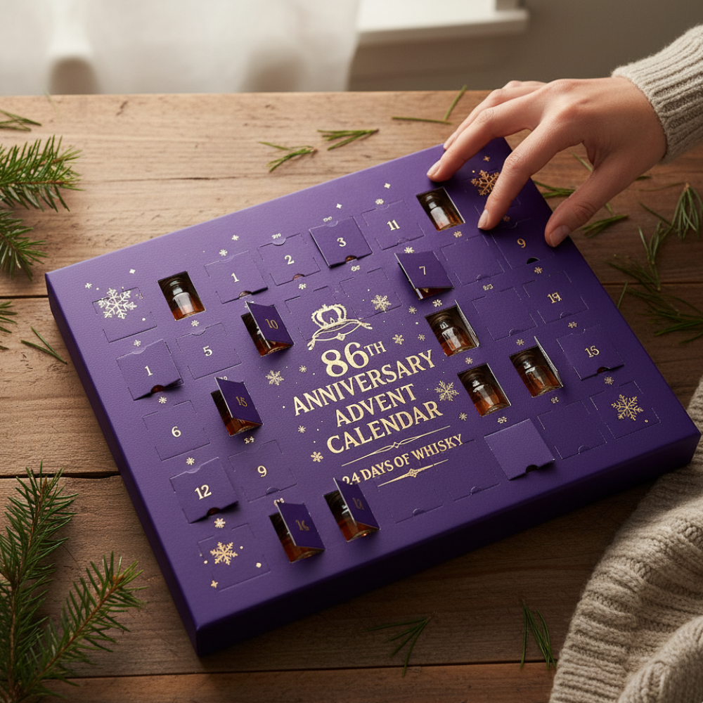 Whiskey Style Advent Calendar | 24 Collectible Mini Bottle Ornaments | Non-Alcoholic Reusable Holiday Countdown Decor