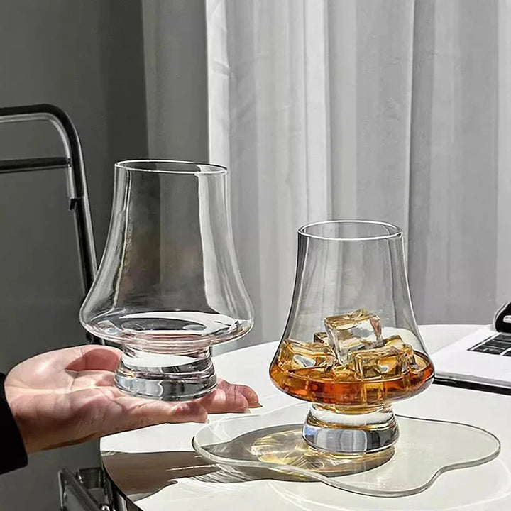 Whisky Glasses Lead-Free Glass | Conical Aroma-Enhancing Shape | Set of 4, Dishwasher Safe, Crystal Clear, Break-Resistant