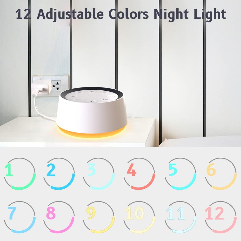 White Noise Sound Machine | 30 Soothing Sounds & Night Light | Timer, Memory Function & Portable Design for Home Use