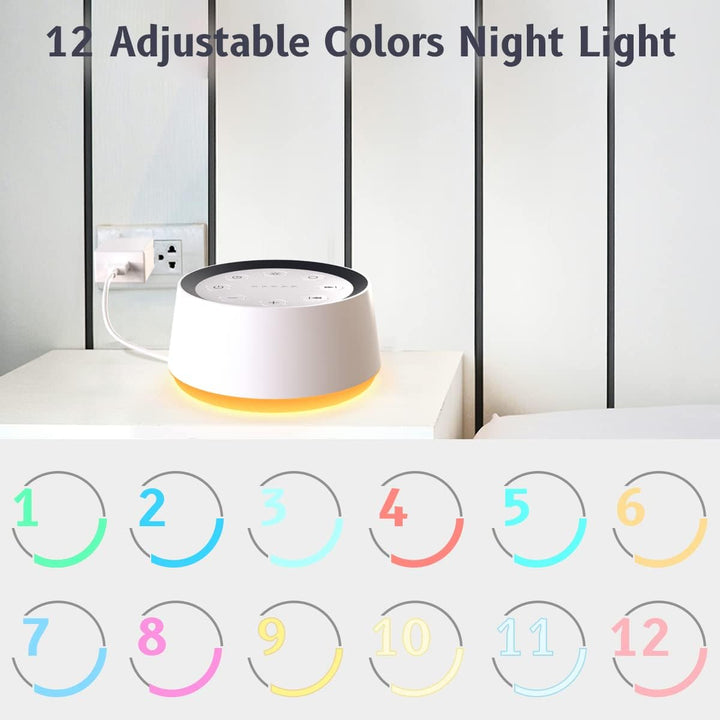 White Noise Sound Machine | 30 Soothing Sounds &amp; Night Light | Timer, Memory Function &amp; Portable Design for Home Use