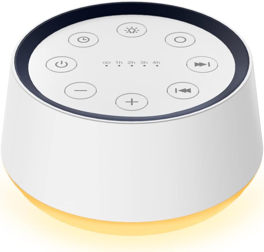 White Noise Sound Machine | 30 Soothing Sounds & Night Light | Timer, Memory Function & Portable Design for Home Use
