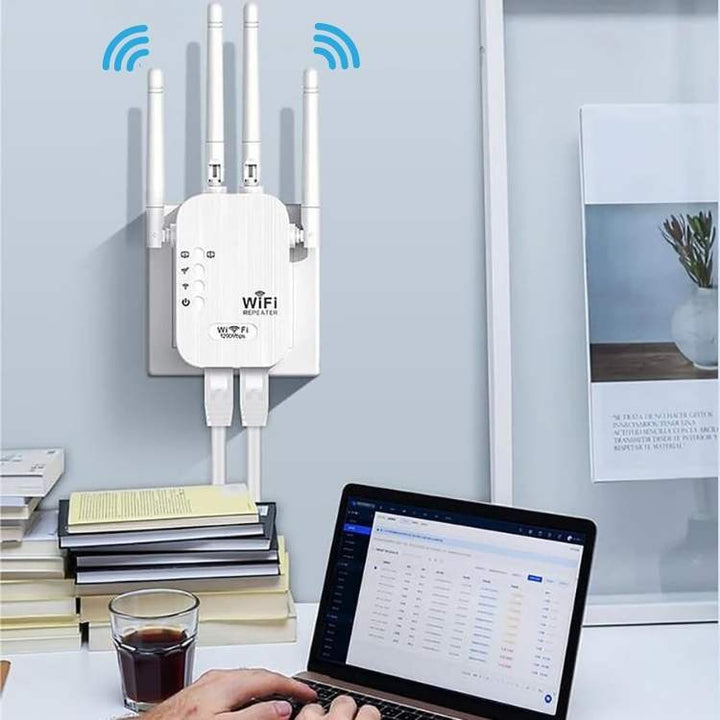 WiFi Booster Outdoor Long-Range | Dual-Band 2.4GHz/5GHz up to 1200Mbps | Extends Coverage to Garden and Garage