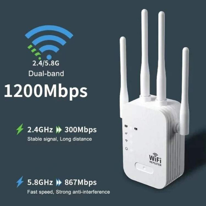 WiFi Booster Outdoor Long-Range | Dual-Band 2.4GHz/5GHz up to 1200Mbps | Extends Coverage to Garden and Garage