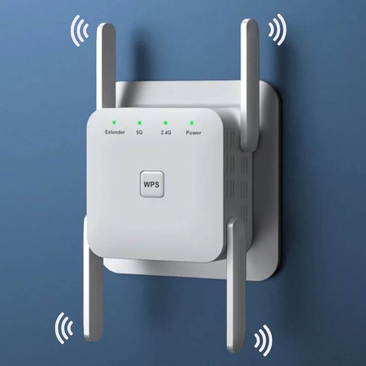 WiFi Range Extender Dual-Band 5GHz/2.4GHz | Up to 1200 Mbps | 4 High-Gain Antennas Extend Signal Through Walls