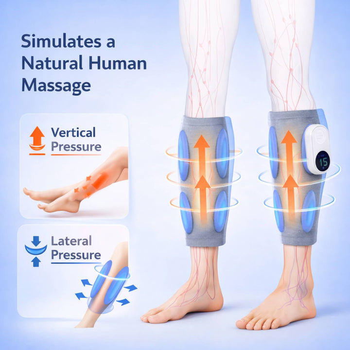 Wireless Air Compression Leg Massager | Rhythmic Compression | 15-Min Timer | Portable | Rechargeable