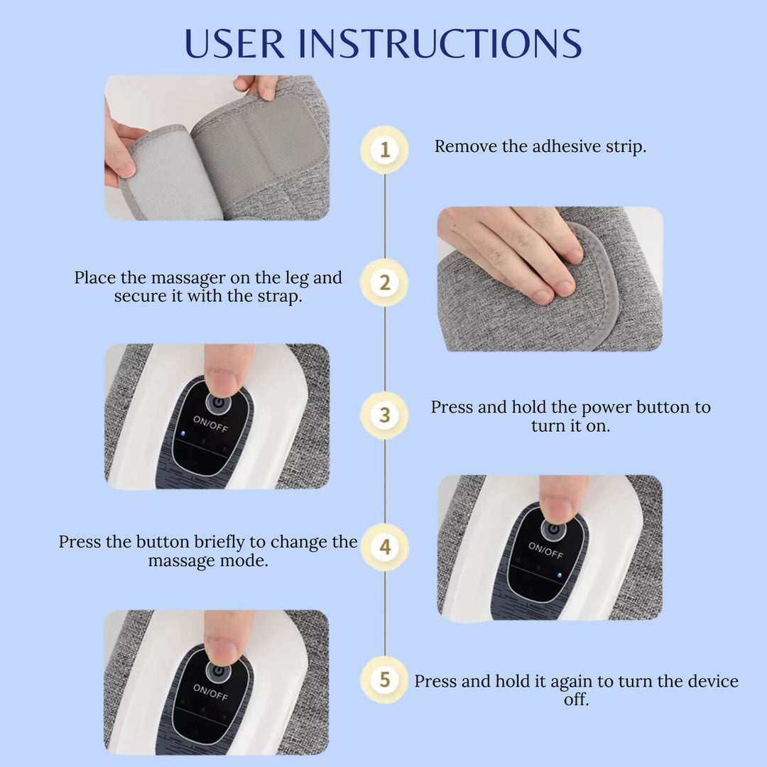 Wireless Air Compression Leg Massager | Rhythmic Compression | 15-Min Timer | Portable | Rechargeable