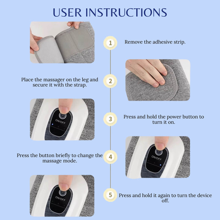 Wireless Air Compression Leg Massager | Rhythmic Compression | 15-Min Timer | Portable | Rechargeable
