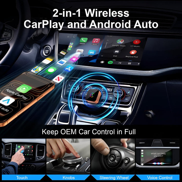 Wireless CarPlay Adapter Mini USB | Dual Band 2.4GHz/5GHz Signal | Converts Wired CarPlay to Wireless Instantly