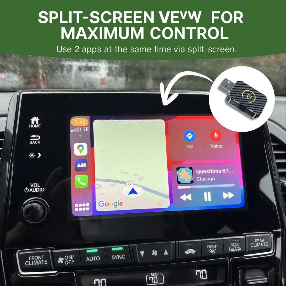Wireless CarPlay Android Auto USB Adapter | Bluetooth 5.3, 5.8GHz WiFi | Plug-and-Play Vehicle Dashboard Module