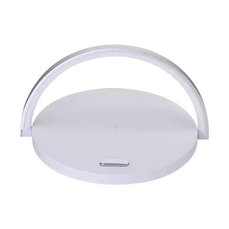 Wireless Charger Lamp 10W | Touch-Dimmable LED Night Light &amp; Phone Stand | Wood Grain or White, No-Flicker Design