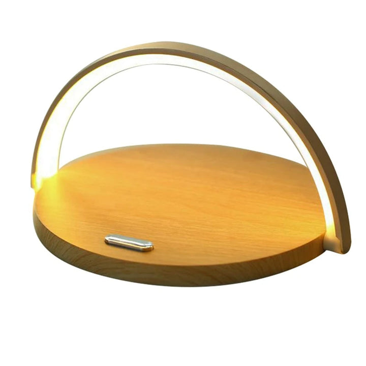 Wireless Charger Lamp 10W | Touch-Dimmable LED Night Light &amp; Phone Stand | Wood Grain or White, No-Flicker Design
