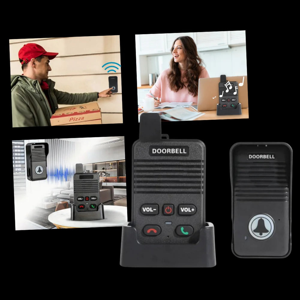 Wireless Intercom Doorbell | Hands-Free Two-Way Audio | Waterproof Design with 304.8m Range &amp; Multi-Unit Ringtones