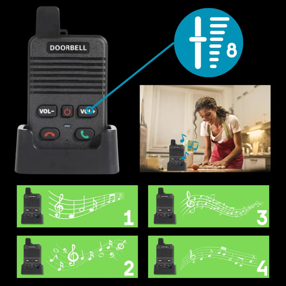 Wireless Intercom Doorbell | Hands-Free Two-Way Audio | Waterproof Design with 304.8m Range &amp; Multi-Unit Ringtones