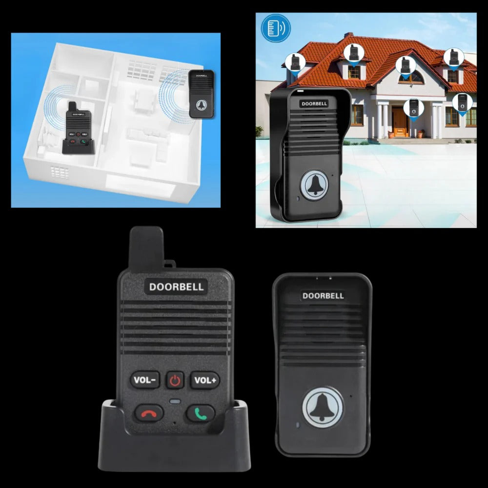 Wireless Intercom Doorbell | Hands-Free Two-Way Audio | Waterproof Design with 304.8m Range &amp; Multi-Unit Ringtones