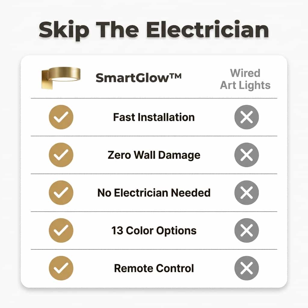 Wireless LED Wall Light | 13 Colour Modes, Tool-Free Mounting | 1500mAh Battery, 10-Hour Cordless Wall Decor Lighting