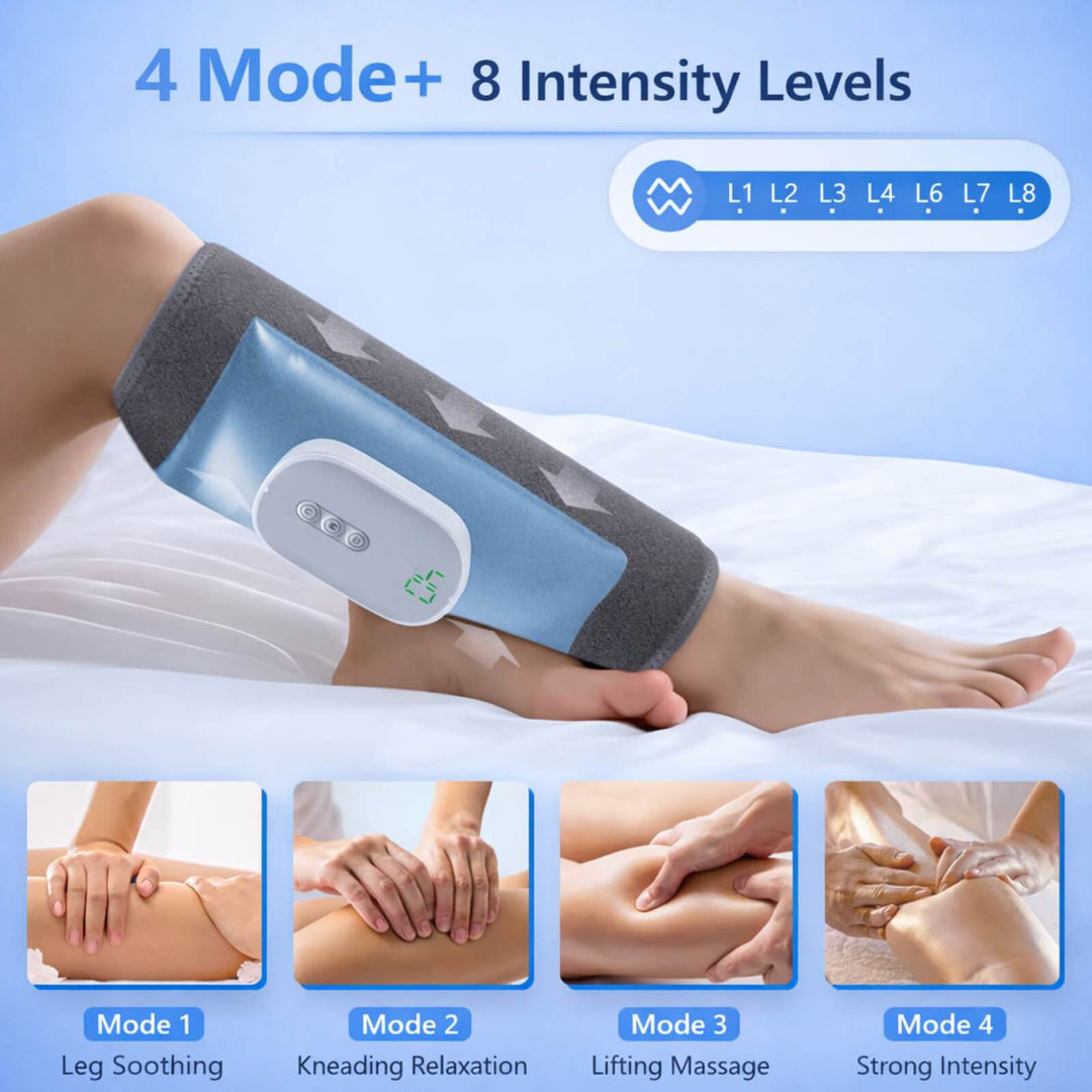 Wireless Leg Massager | Air Compression | 4 Modes &amp; 8 Intensity Levels | Heat | Cordless