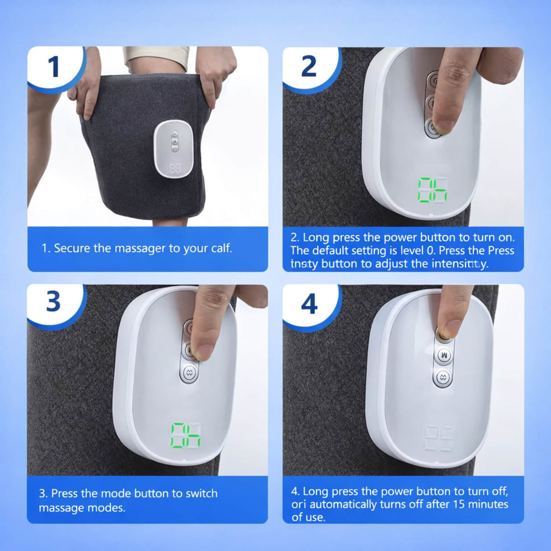 Wireless Leg Massager | Air Compression | 4 Modes &amp; 8 Intensity Levels | Heat | Cordless