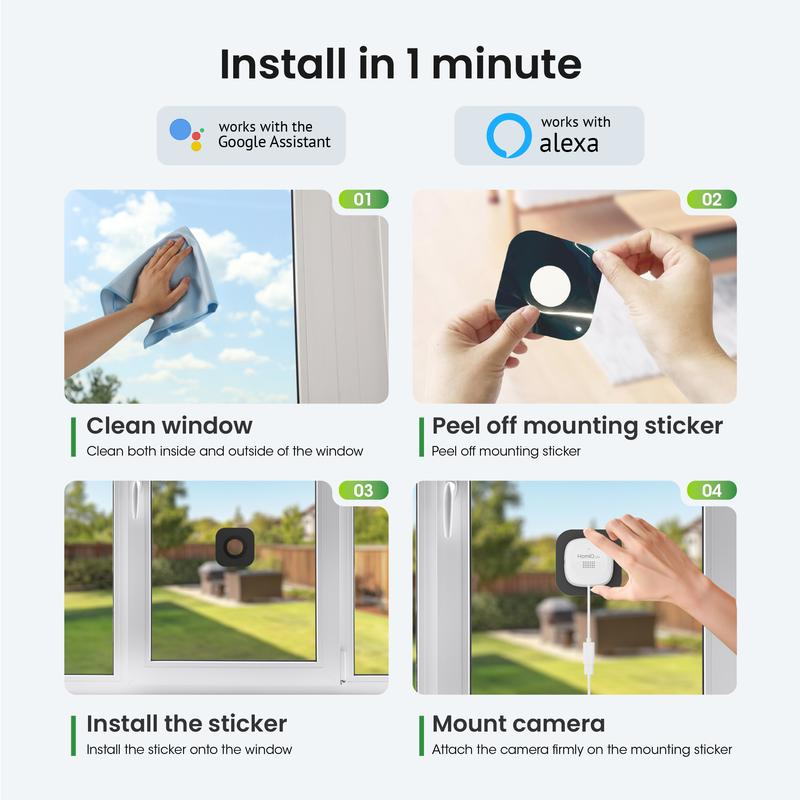 Wireless Security Camera | HDR Night Vision &amp; Wide-Angle Lens | Peel-and-Stick Setup, SD Card or Cloud Storage