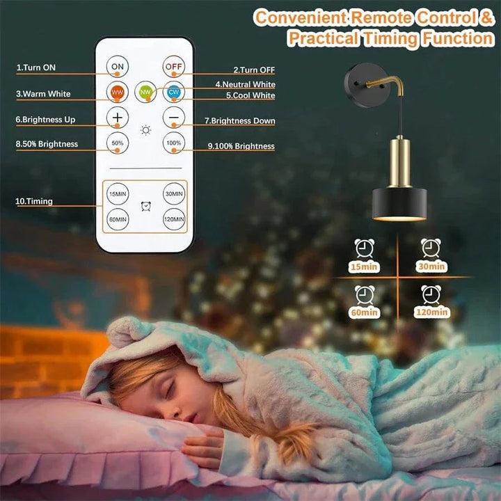 Wireless Rechargeable Wall Lamp | Remote Control, Adjustable Brightness &amp; Color Temperature for Bedrooms and Foyers 8