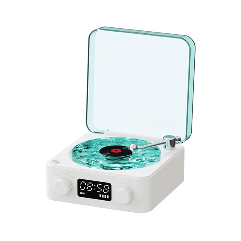 Wireless Vinyl Record Player | Retro Design with Customizable Ambient Lighting for Home Entertainment 4