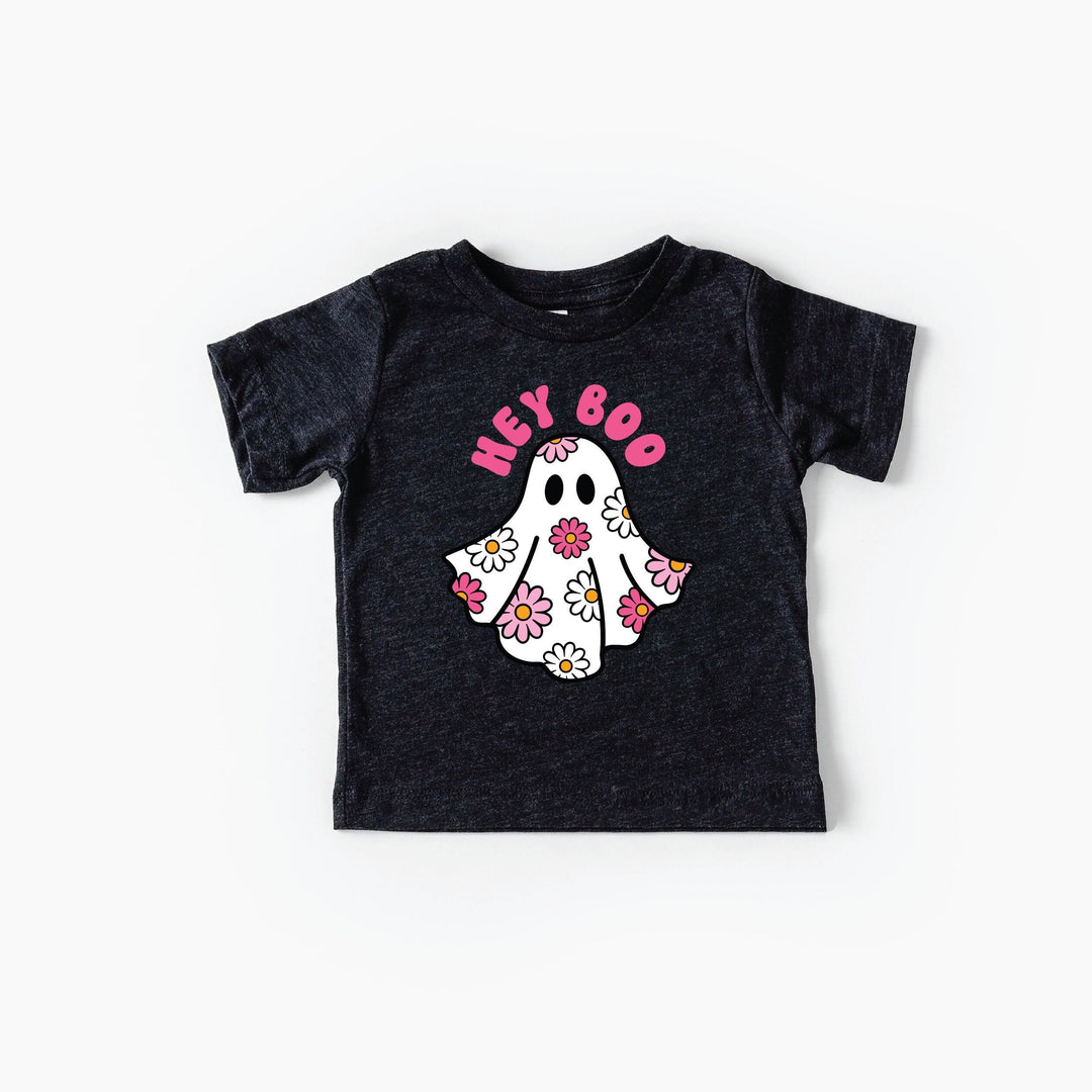 Womens Halloween Ghost T-Shirt Floral Hey Boo Graphic Tee