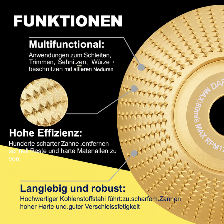 Wood Carving Disc Set Tungsten Carbide | Round, Flat &amp; Beveled Discs | Fits 4 and 4.5 Inch Angle Grinders