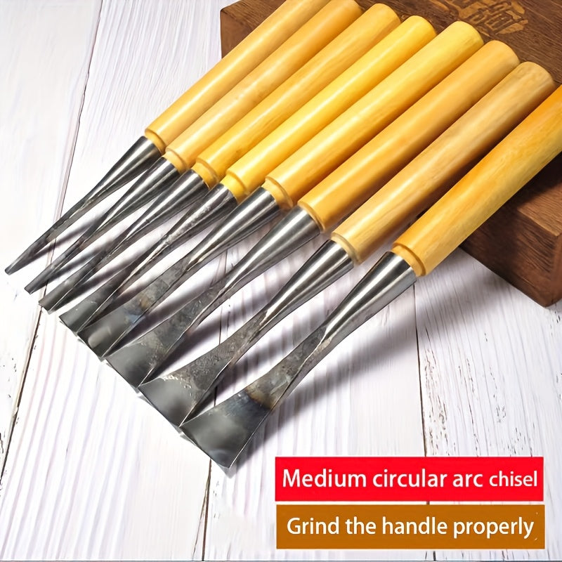 Wood Chisel Set Steel Blades | 3 Blade Widths for Fine to Bold Cuts | Ergonomic Wooden Handles for Precision Woodworking & Shaping