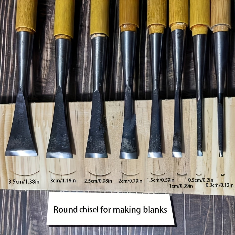 Wood Chisel Set Steel Blades | 3 Blade Widths for Fine to Bold Cuts | Ergonomic Wooden Handles for Precision Woodworking &amp; Shaping