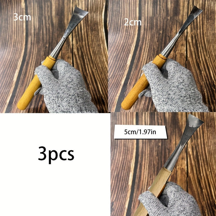Wood Chisel Set Steel Blades | 3 Blade Widths for Fine to Bold Cuts | Ergonomic Wooden Handles for Precision Woodworking &amp; Shaping