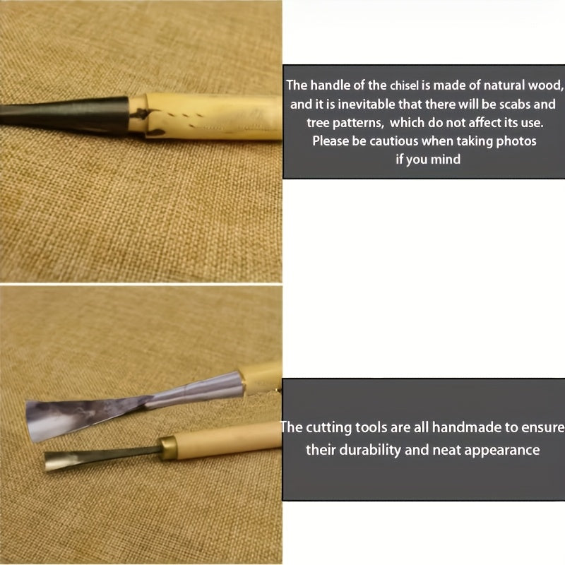Wood Chisel Set Steel Blades | 3 Blade Widths for Fine to Bold Cuts | Ergonomic Wooden Handles for Precision Woodworking &amp; Shaping