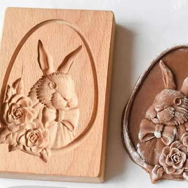 Wooden Baking Mold 6-14 cm | Hand-Carved Christmas &amp; Animal Motifs | Non-Stick Wood Cookie Stamp for Professional Bakes