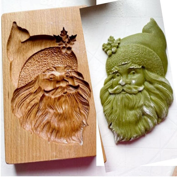 Wooden Baking Mold 6-14 cm | Hand-Carved Christmas &amp; Animal Motifs | Non-Stick Wood Cookie Stamp for Professional Bakes