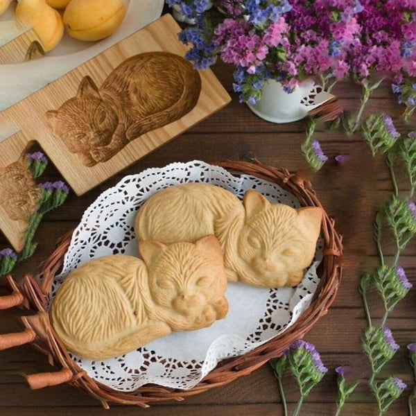 Wooden Baking Mold 6-14 cm | Hand-Carved Christmas &amp; Animal Motifs | Non-Stick Wood Cookie Stamp for Professional Bakes