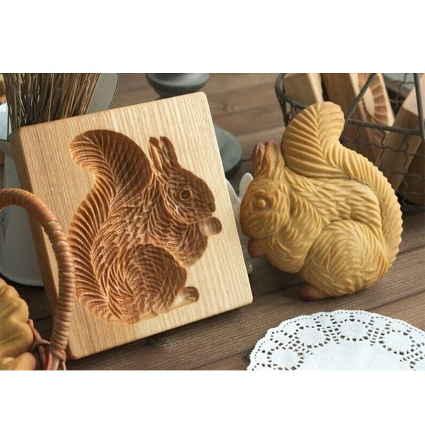 Wooden Baking Mold 6-14 cm | Hand-Carved Christmas &amp; Animal Motifs | Non-Stick Wood Cookie Stamp for Professional Bakes