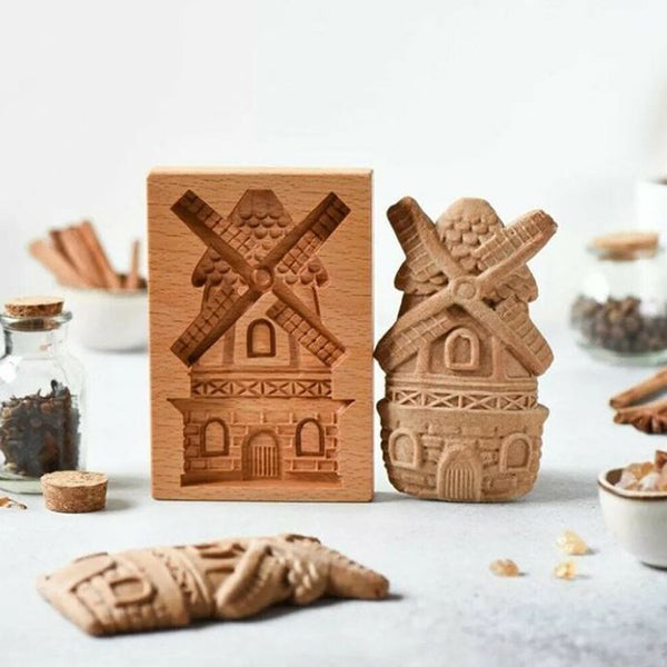 Wooden Baking Mold 6-14 cm | Hand-Carved Christmas &amp; Animal Motifs | Non-Stick Wood Cookie Stamp for Professional Bakes