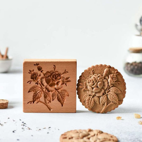 Wooden Baking Mold 6-14 cm | Hand-Carved Christmas &amp; Animal Motifs | Non-Stick Wood Cookie Stamp for Professional Bakes