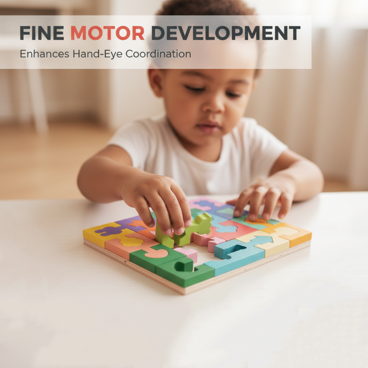 Wooden Building Blocks Geometric Shapes Chunky Multicolour with Rounded Edges